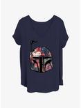 Star Wars Boba Fett Floral Helmet Womens T-Shirt Plus Size, NAVY, hi-res