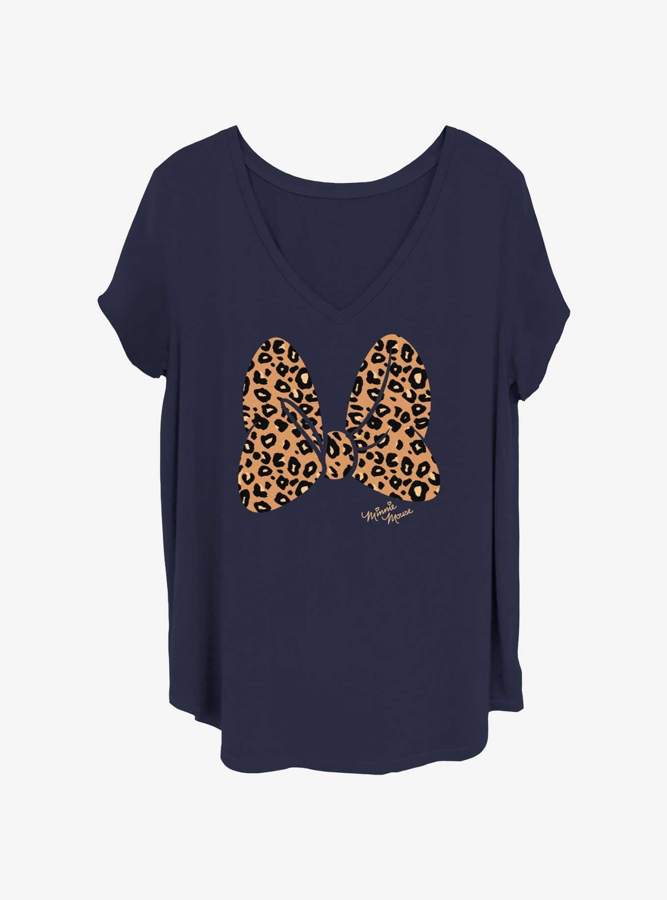 Disney Minnie Mouse Animal Print Bow Womens T-Shirt Plus Size