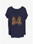 Disney Minnie Mouse Animal Print Bow Womens T-Shirt Plus Size, NAVY, hi-res