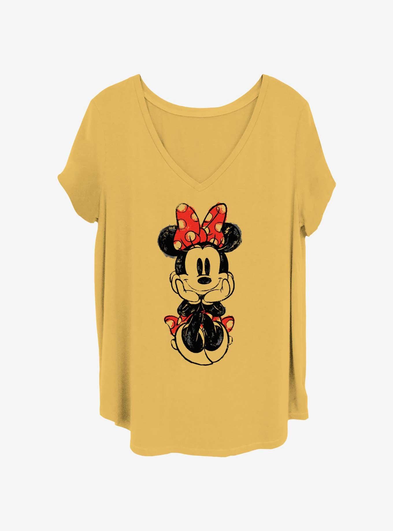 Disney Minnie Mouse Sitting Minnie Sketch Womens T-Shirt Plus Size