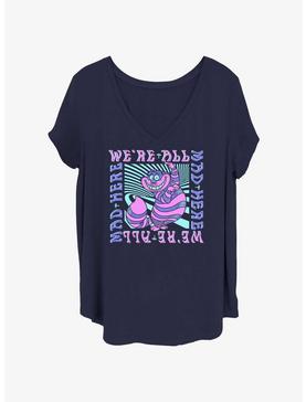 Disney Alice In Wonderland Cheshire We're All Mad Here Womens T-Shirt Plus Size, , hi-res