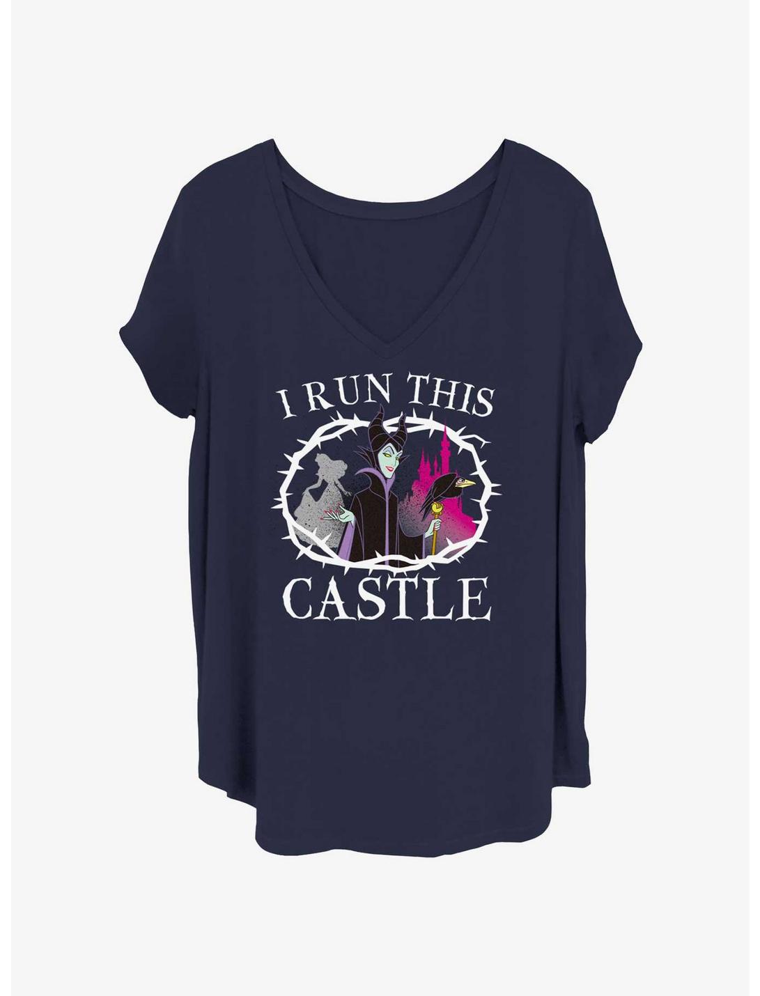 Disney Sleeping Beauty Maleficent I Run This Castle Womens T-Shirt Plus Size, NAVY, hi-res