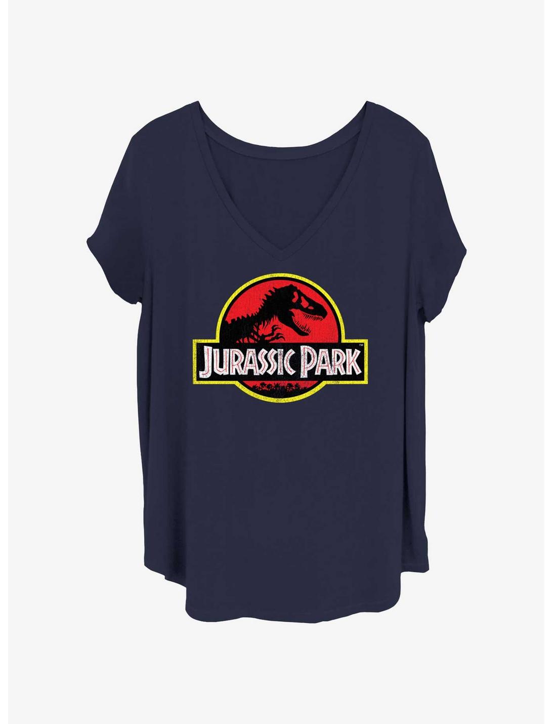 Jurassic Park Logo Womens T-Shirt Plus Size, NAVY, hi-res