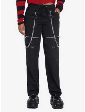 Black Side Chain Zipper Carpenter Pants, , hi-res