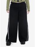 Social Collision Black & White Stripe Star Carpenter Pants Plus Size, , hi-res