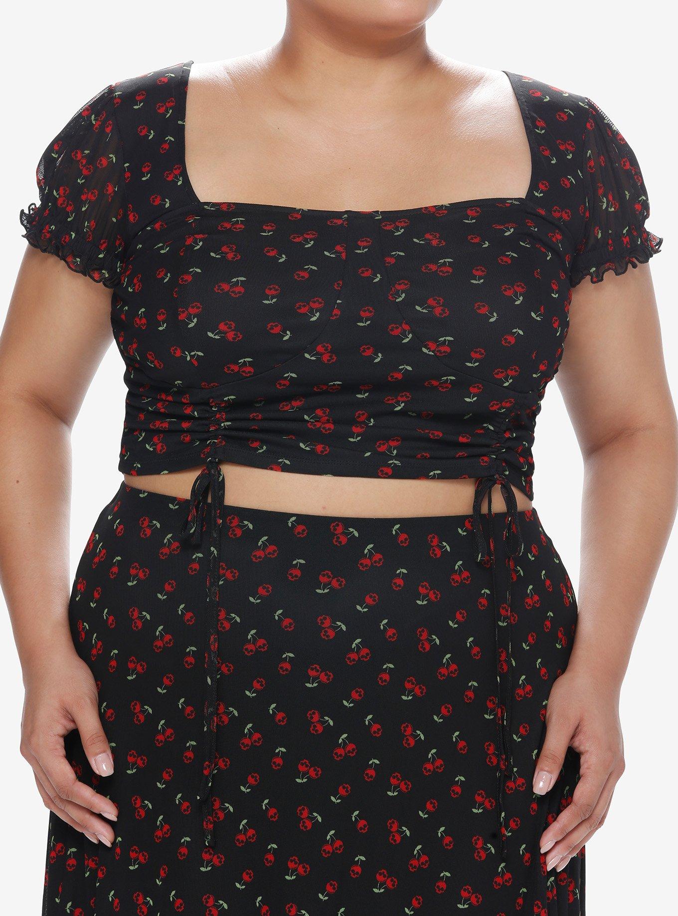 Black Crop Top - Multi Colour Runched Crop Top - Floral Crop Top