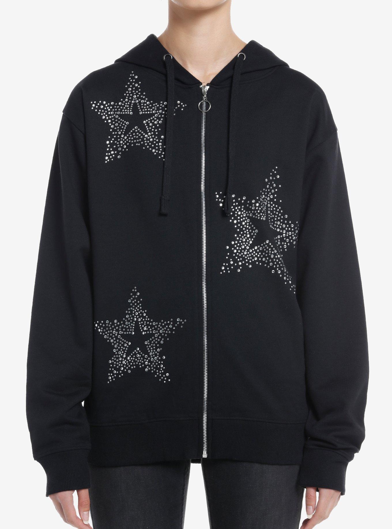 Black & Rhinestone Stars Girls Hoodie