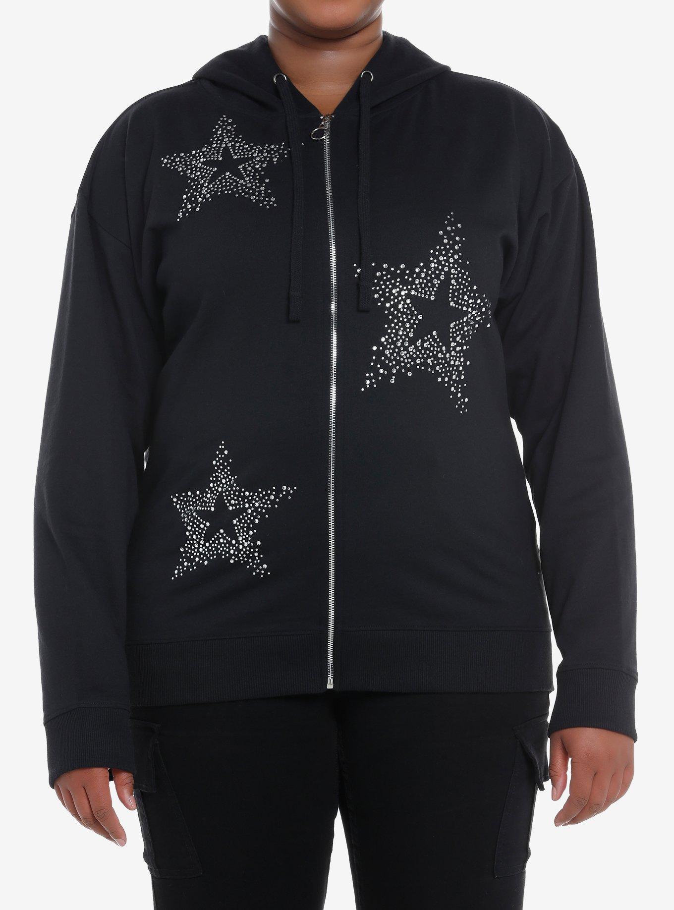 Black & Rhinestone Stars Girls Hoodie Plus Size | Hot Topic