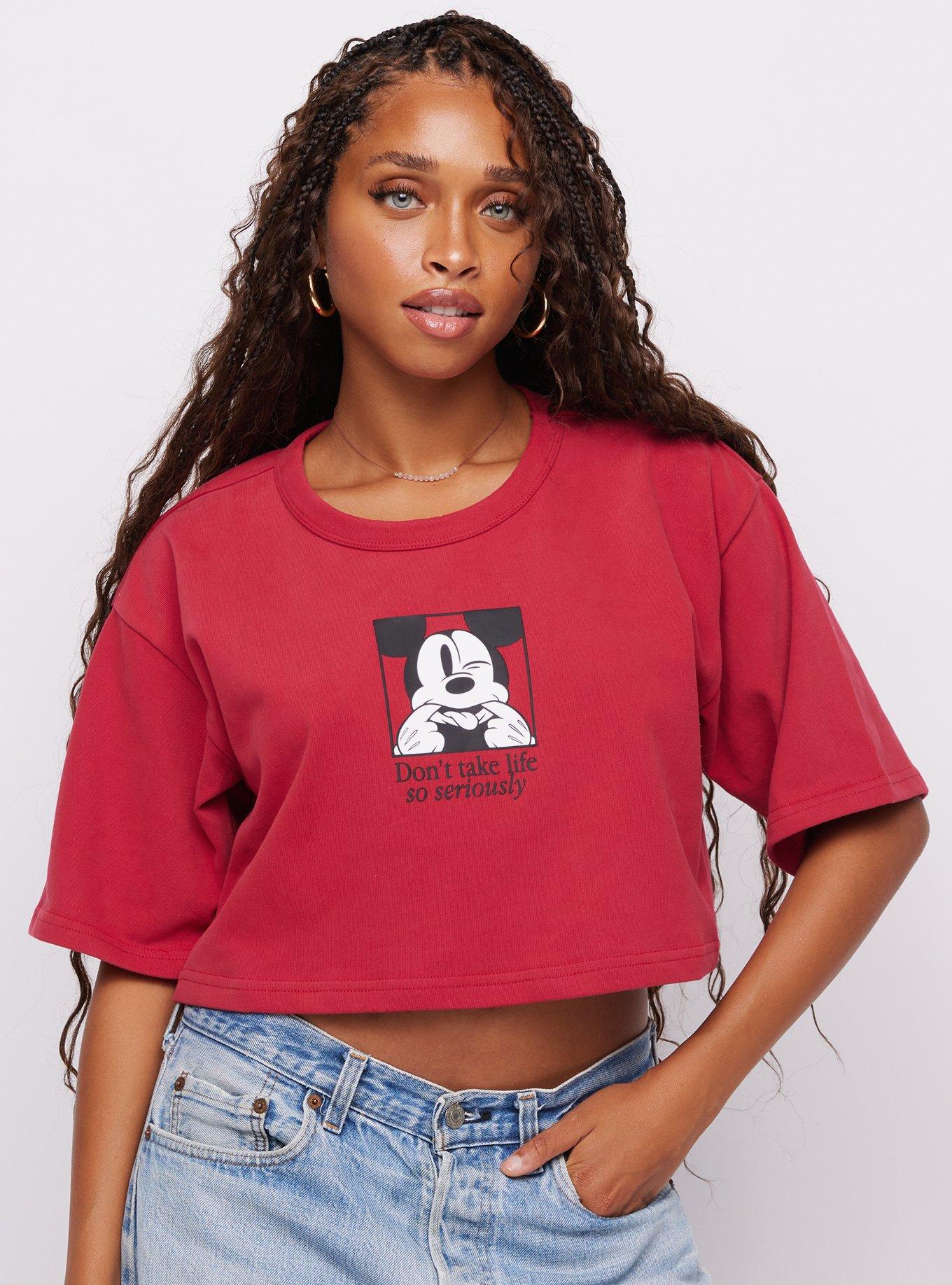Samii Ryan Disney Mickey Mouse Portrait Cropped T-Shirt, RED, hi-res