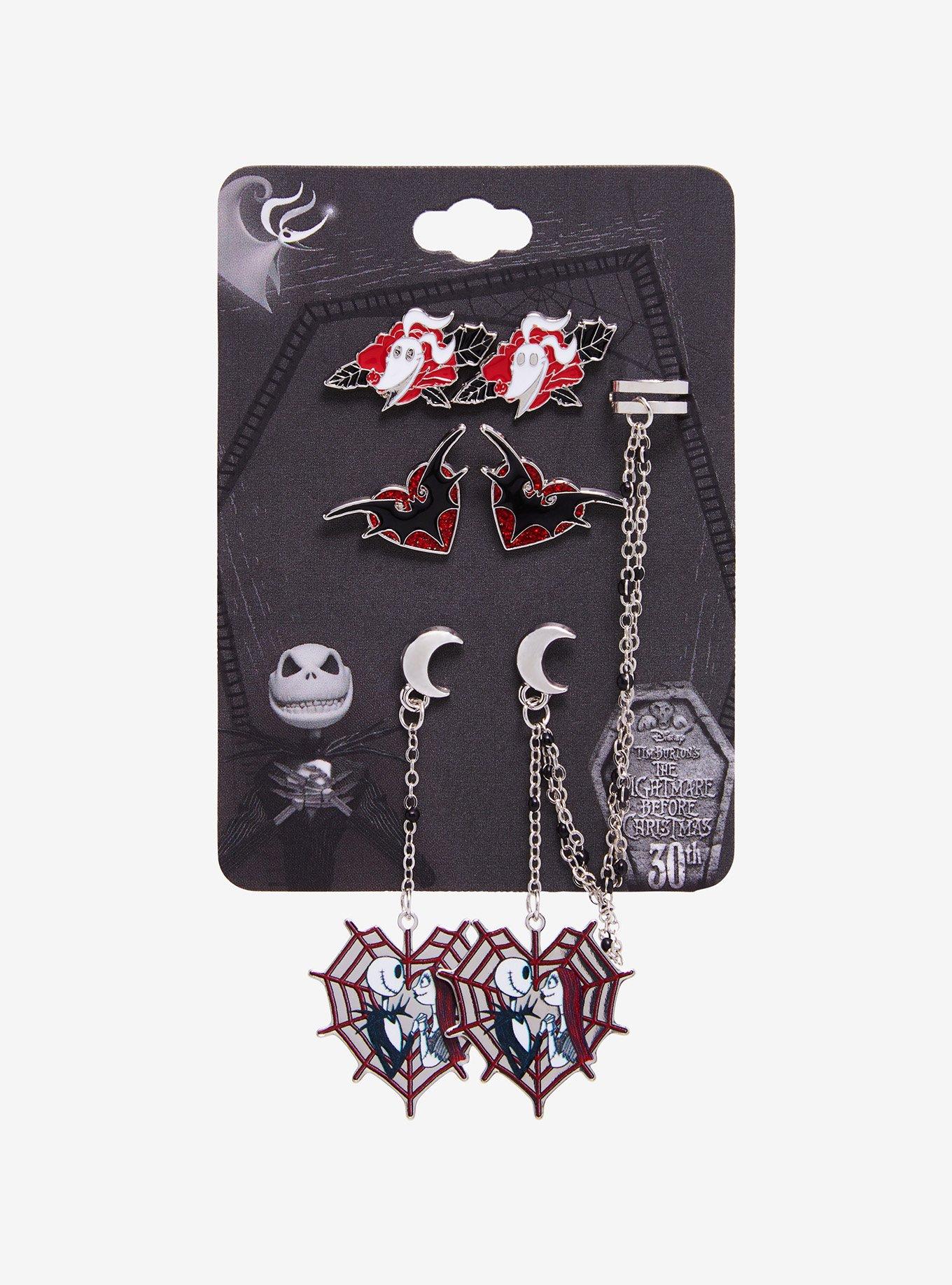 The Nightmare Before Christmas Heart Spiderweb Earring Set, , hi-res