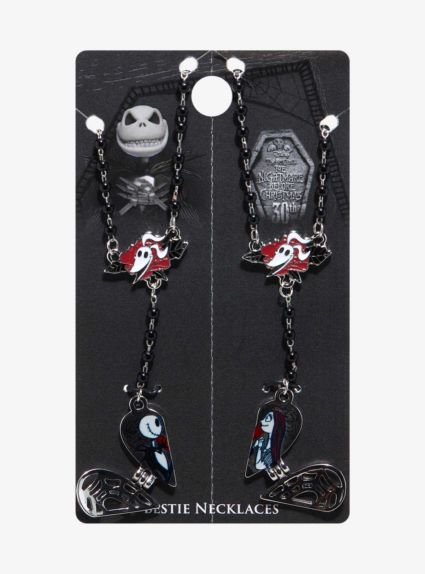 The Nightmare Before Christmas Jack & Sally Heart Best Friend Necklace Set, , hi-res
