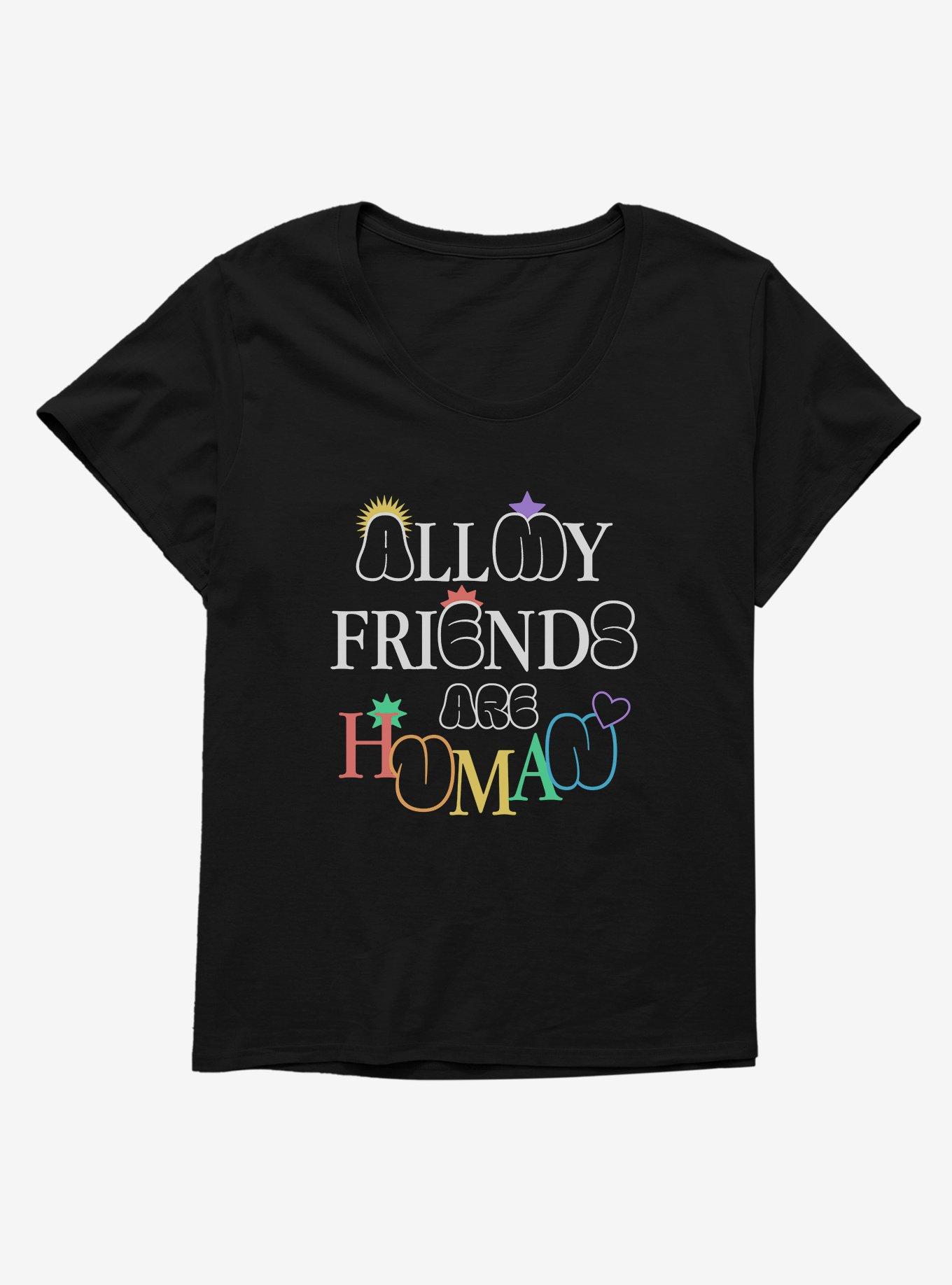 Pride All My Friends Are Human Girls T-Shirt Plus Size, BLACK, hi-res