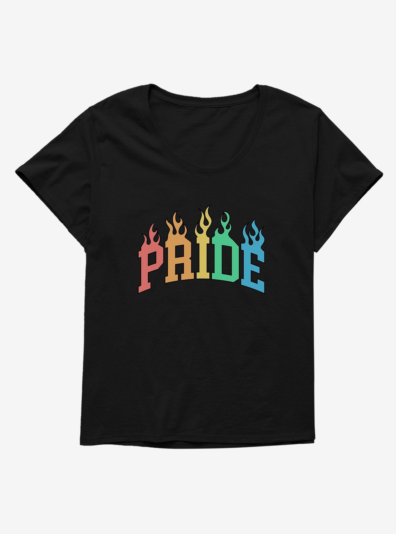 Pride Collegiate Pride Flames Girls T-Shirt Plus Size, BLACK, hi-res