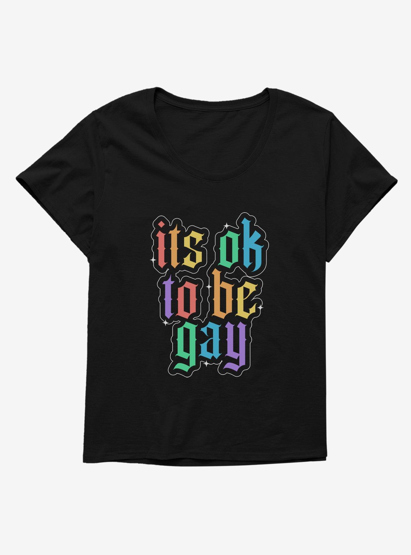 Pride It's Ok To Be Gay Girls T-Shirt Plus Size, BLACK, hi-res