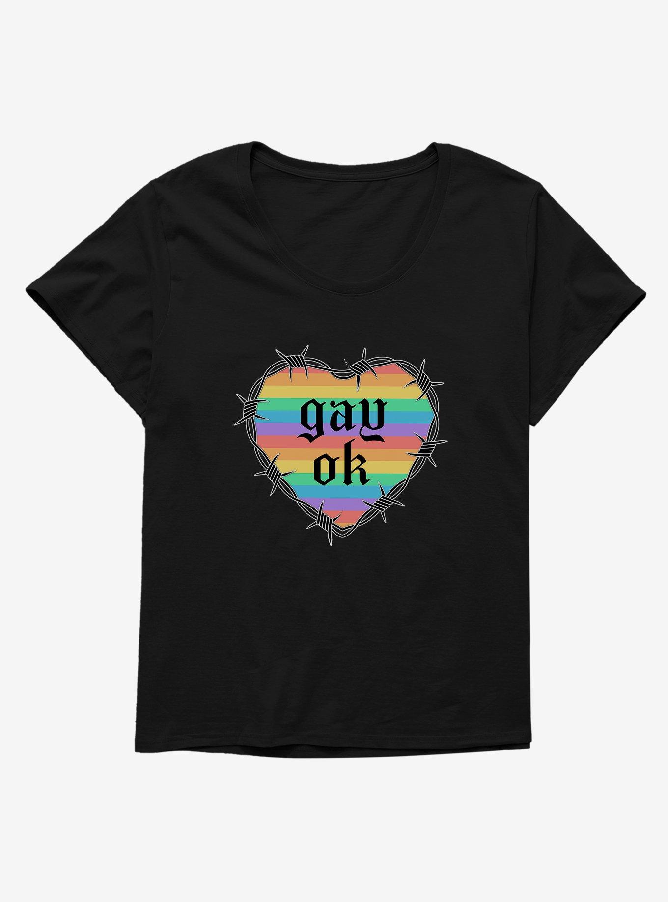 Pride Gay Ok Rainbow Heart Girls T-Shirt Plus Size - BLACK | Hot Topic