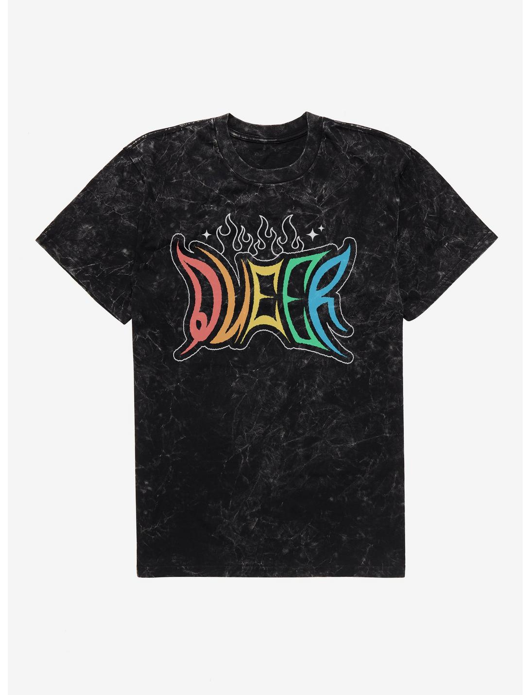 Pride Queer Flames Mineral Wash T-Shirt, BLACK MINERAL WASH, hi-res