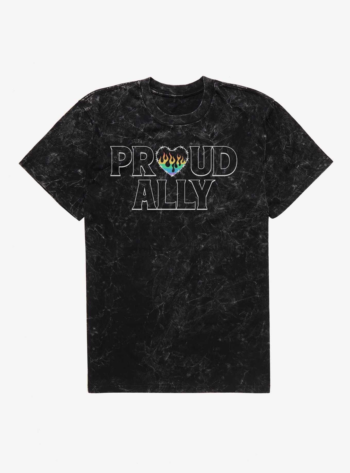 Pride Proud Ally Flames Mineral Wash T-Shirt, , hi-res