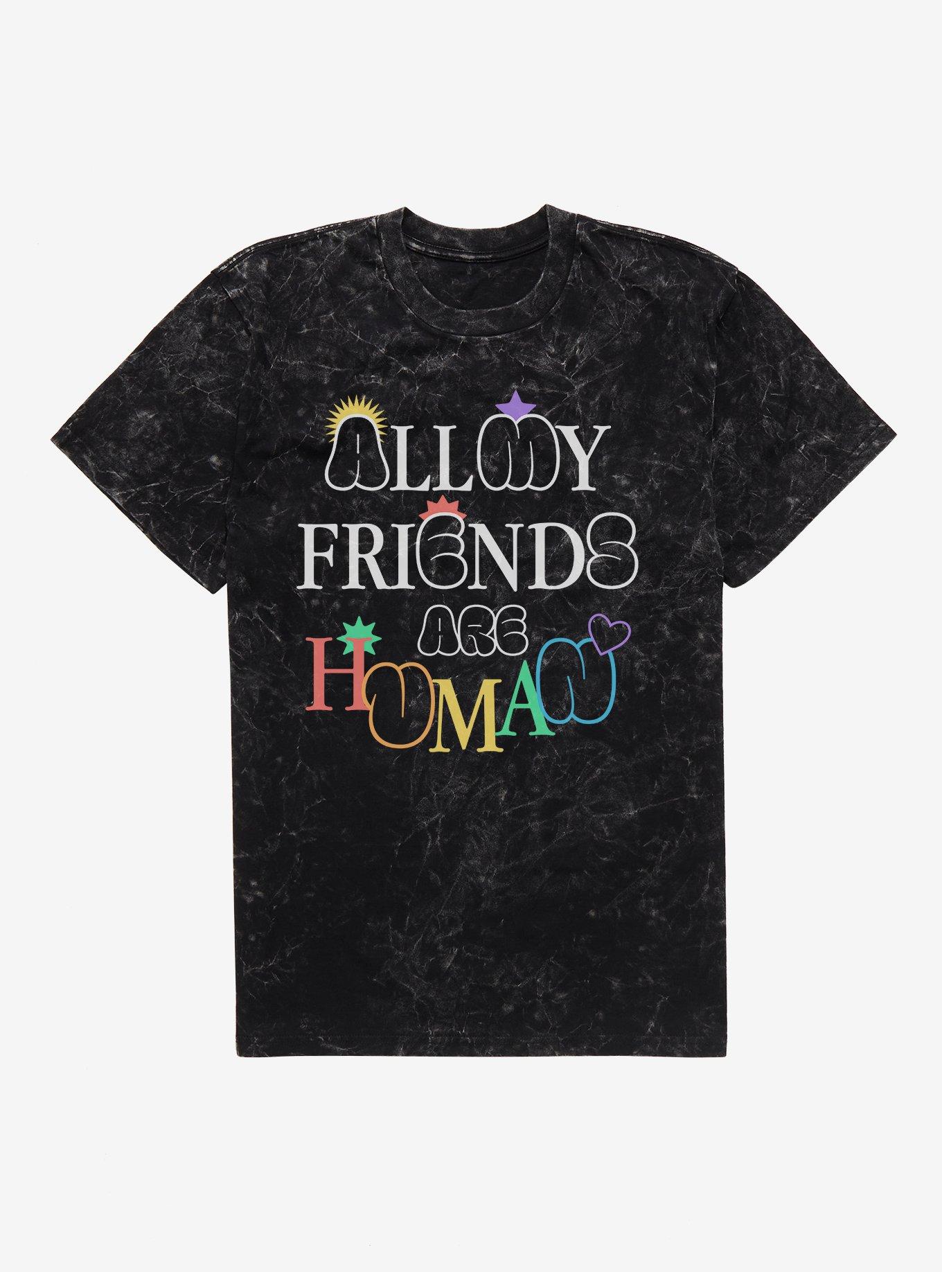 Pride All My Friends Are Human Mineral Wash T-Shirt, BLACK MINERAL WASH, hi-res