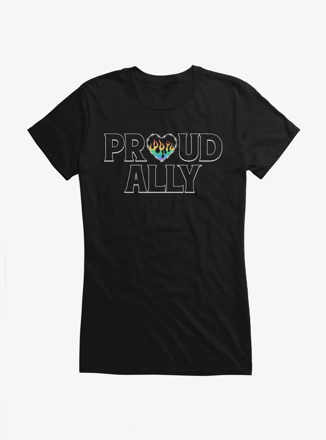 Pride Proud Ally Flames Girls T-Shirt, , hi-res