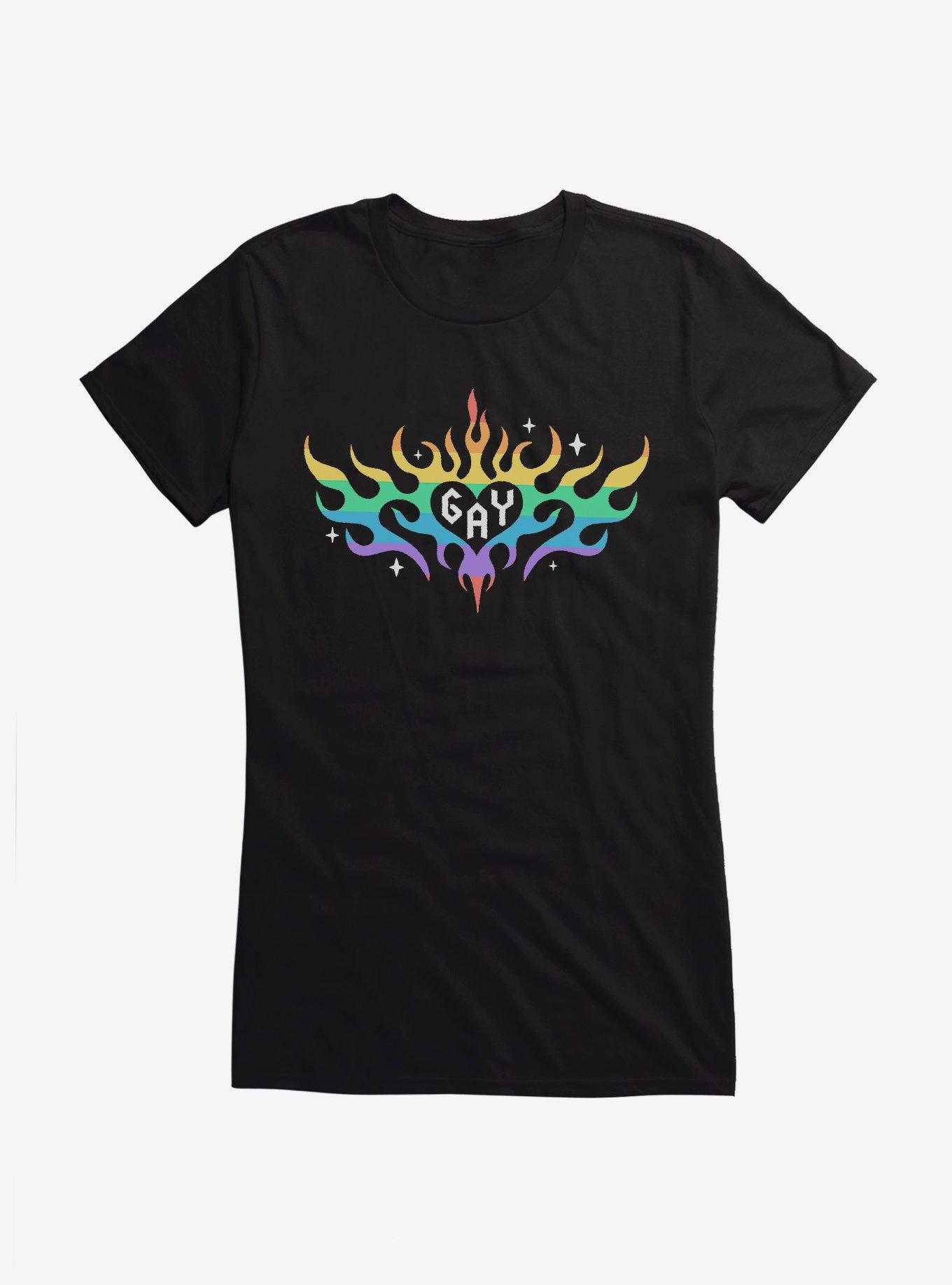 Pride Rainbow Flame Heart Girls T-Shirt, , hi-res