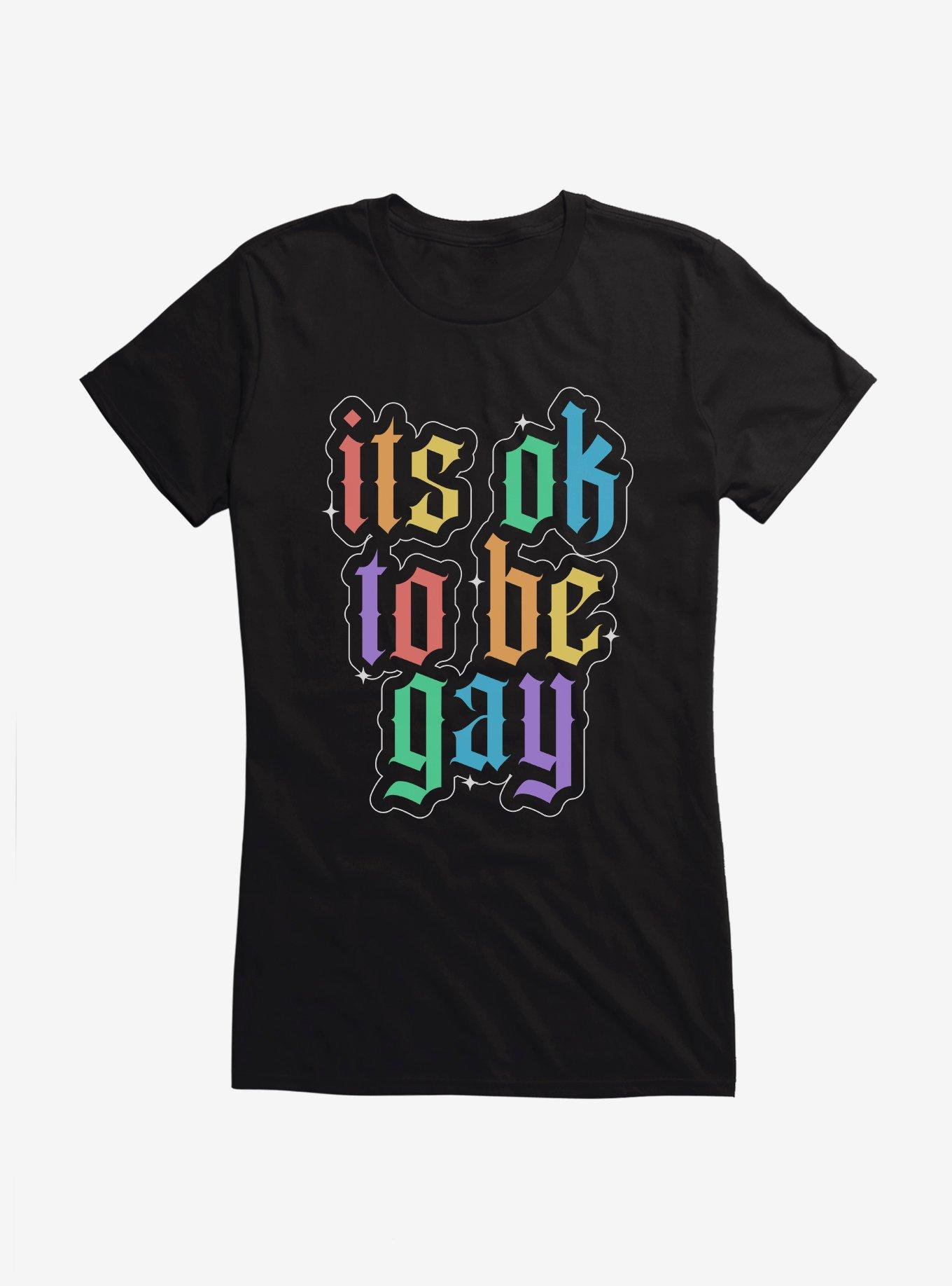 Pride It's Ok To Be Gay Girls T-Shirt, BLACK, hi-res