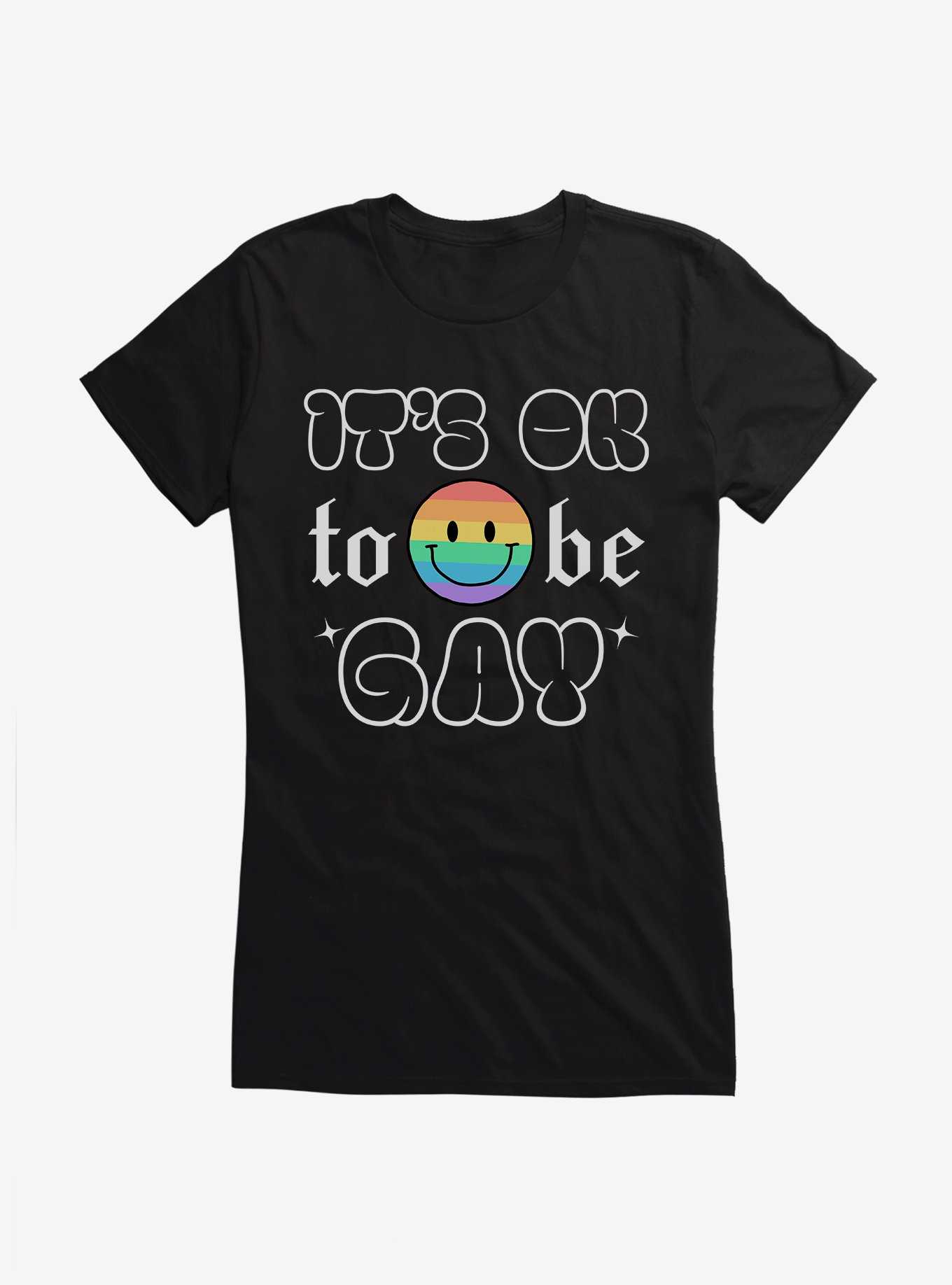Pride It's Ok Smiley Rainbow Face Girls T-Shirt, , hi-res