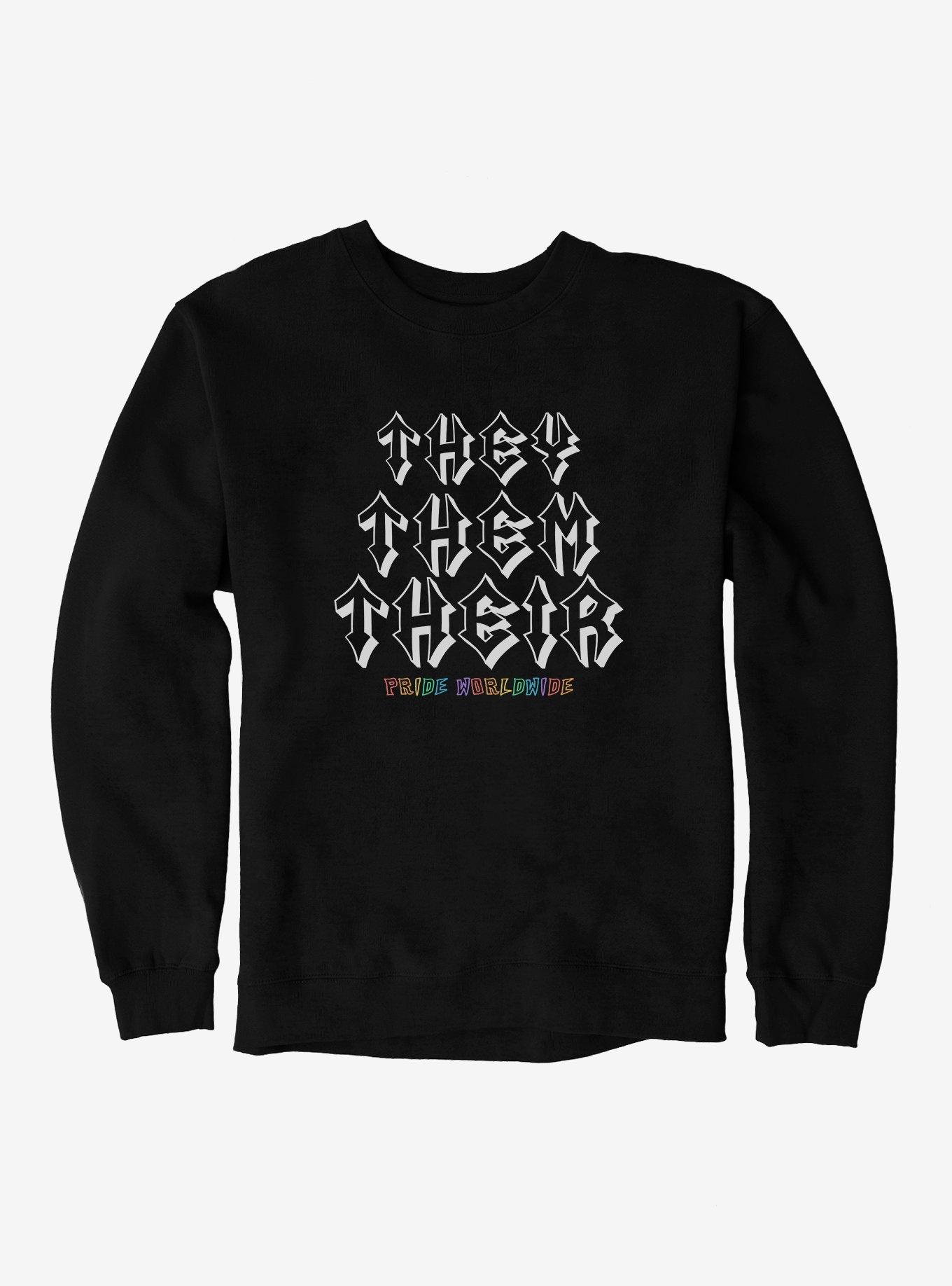 Pride They Pronouns Worldwide Sweatshirt, BLACK, hi-res