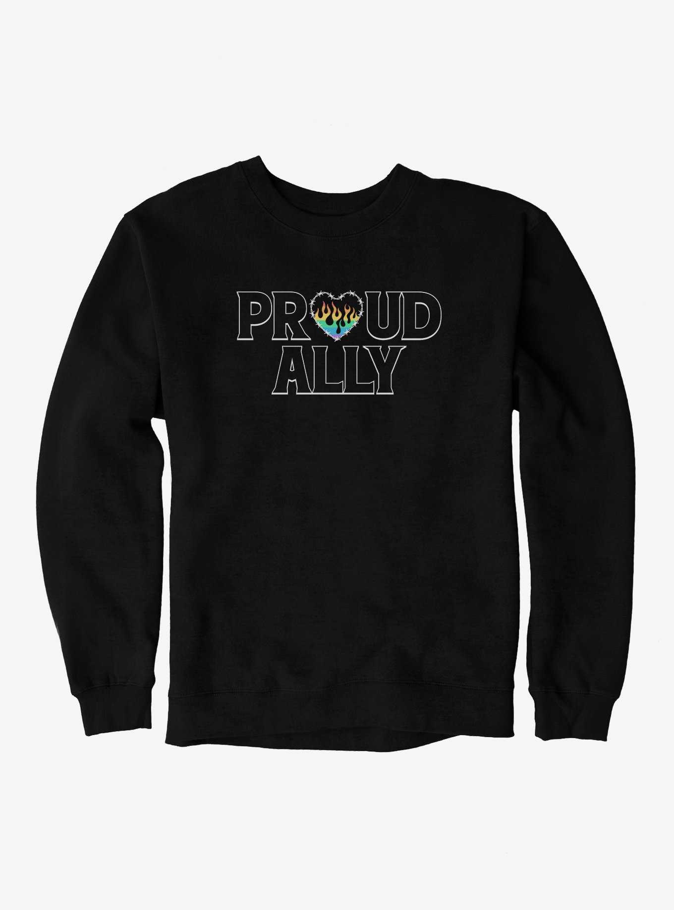Pride Proud Ally Flames Sweatshirt, , hi-res