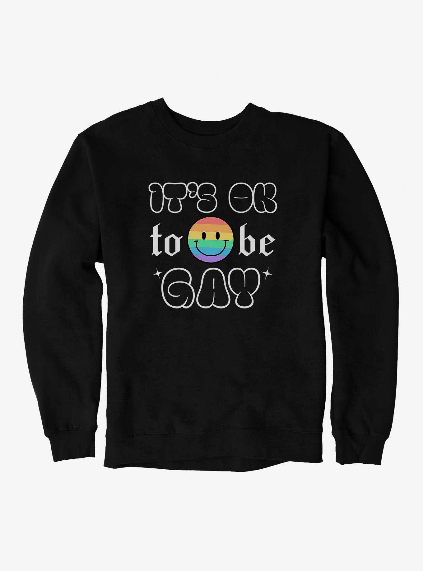 Pride It's Ok Smiley Rainbow Face Sweatshirt, , hi-res