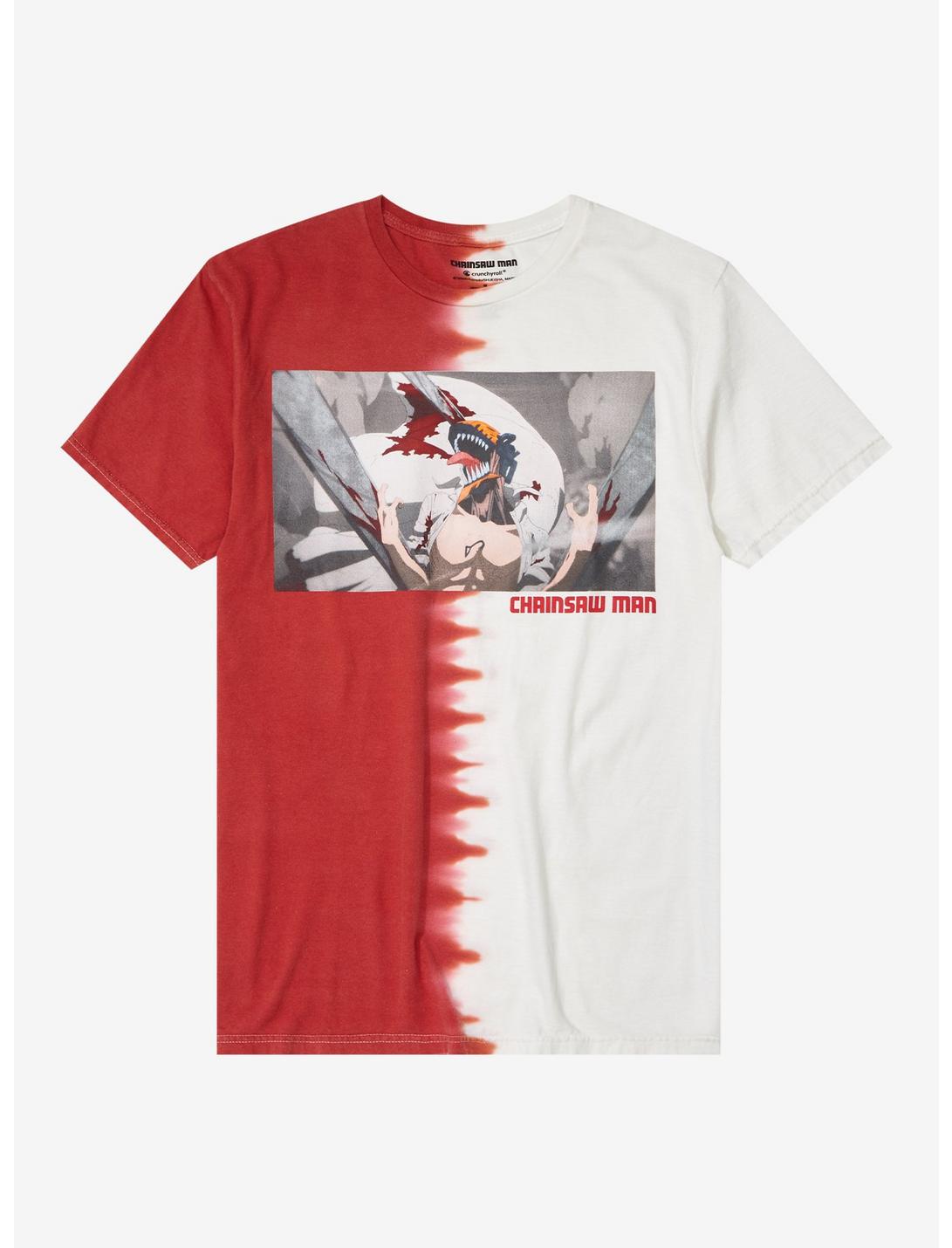 Chainsaw Man Red & White Split Dye Boyfriend Fit Girls T-Shirt, MULTI, hi-res
