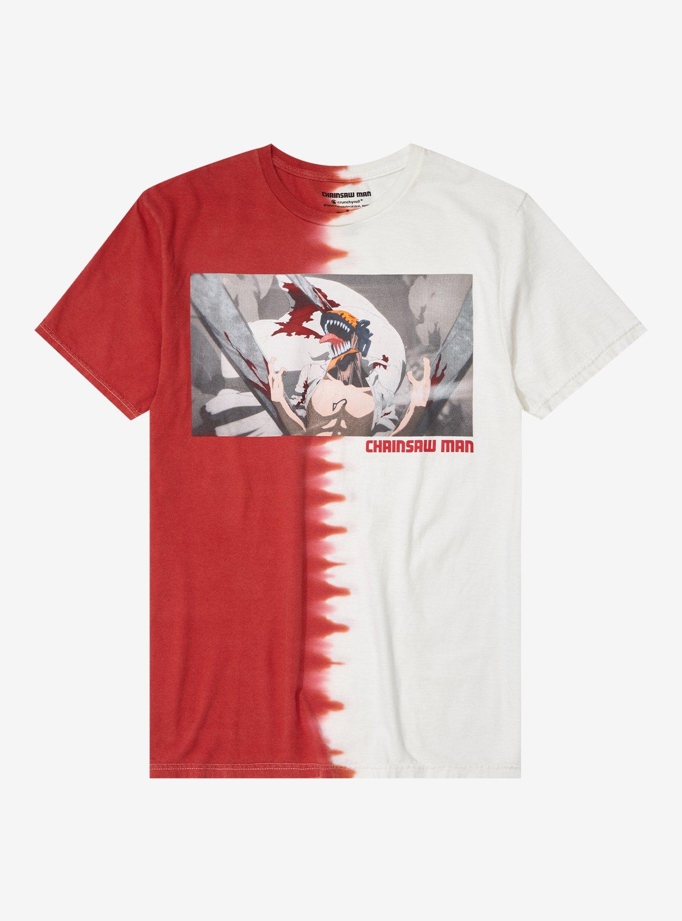 Chainsaw Man Red & White Split Dye Boyfriend Fit Girls T-Shirt, MULTI, hi-res