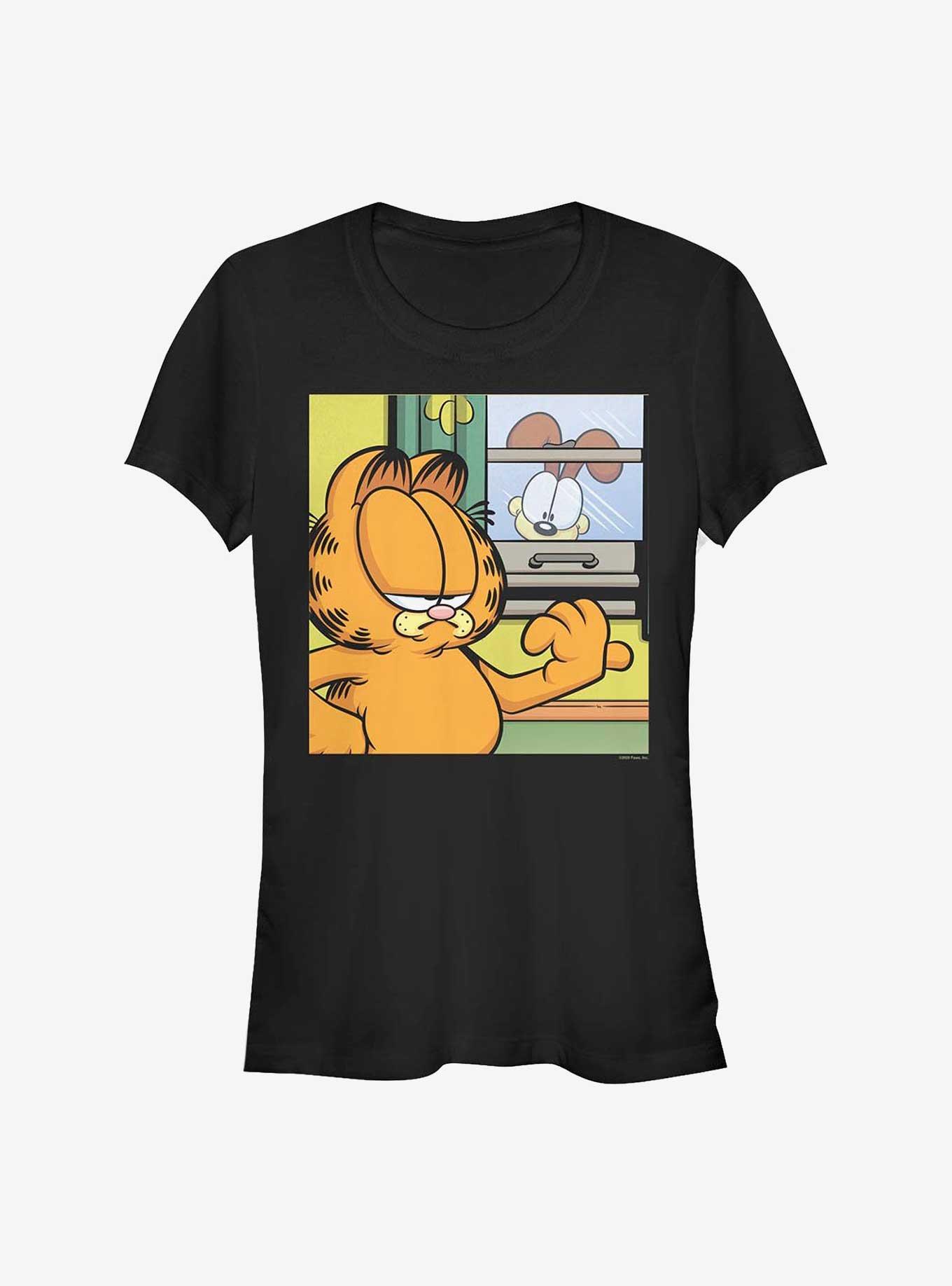 Garfield & Odie Window Talk Girls T-Shirt, BLACK, hi-res