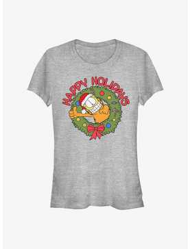 Garfield Wreath Happy Holidays Girls T-Shirt, , hi-res