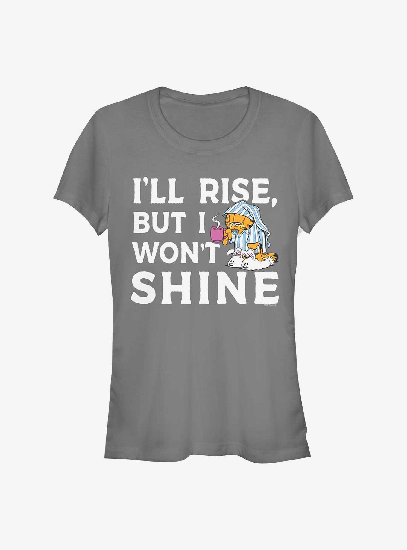 Garfield I'll Rise But I Won't Shine Girls T-Shirt, CHARCOAL, hi-res