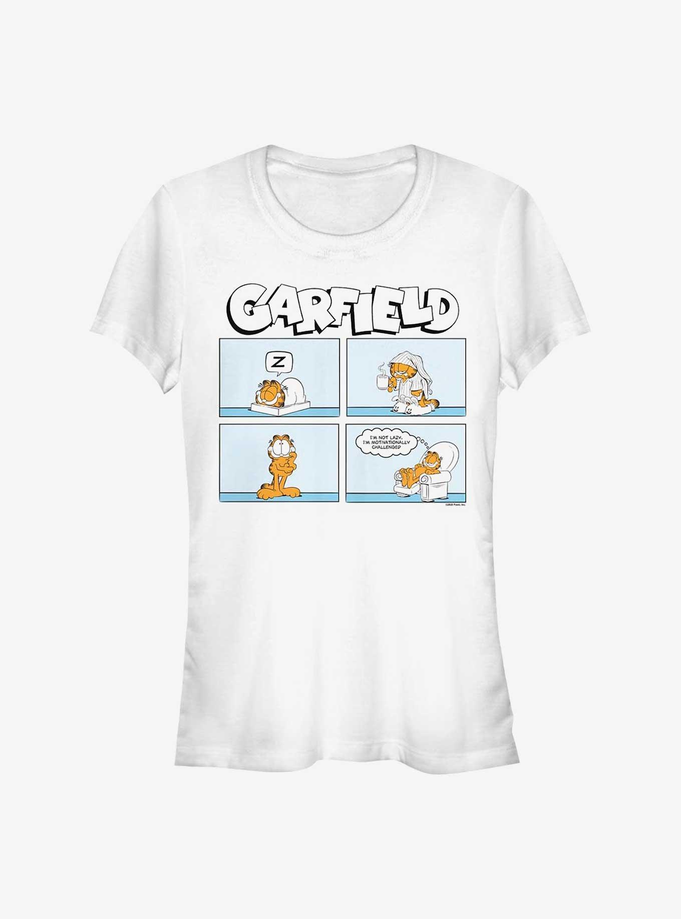 Garfield Not Lazy Comic Girls T-Shirt, WHITE, hi-res