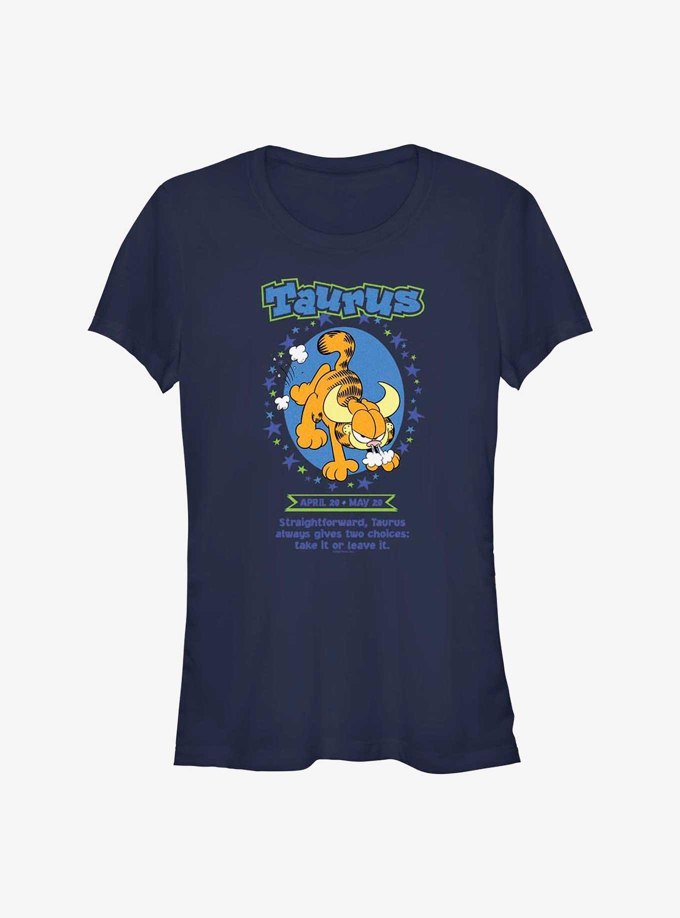Garfield Taurus Horoscope Girls T-Shirt, NAVY, hi-res