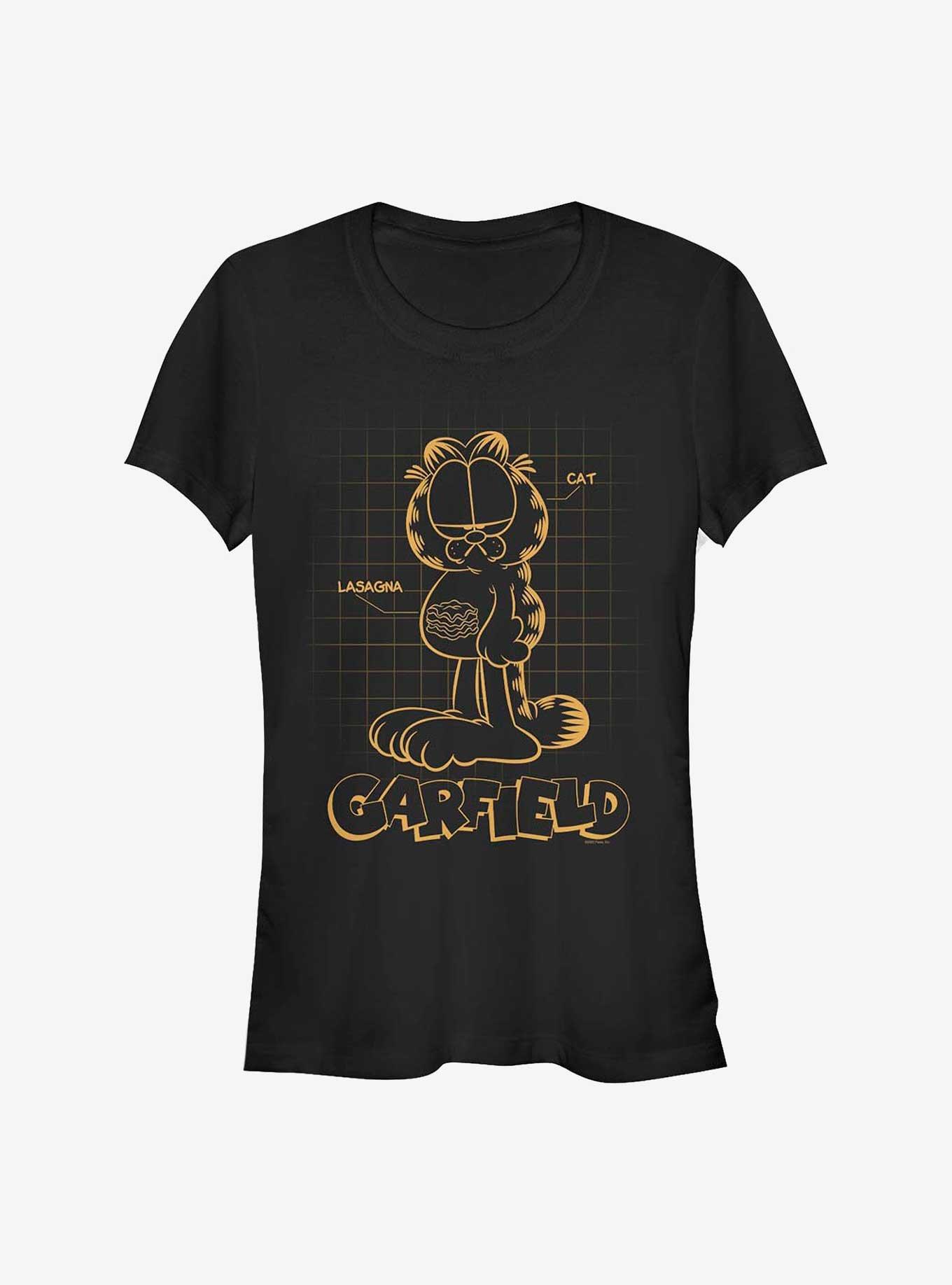 Garfield Cat Schematic Girls T-Shirt, BLACK, hi-res