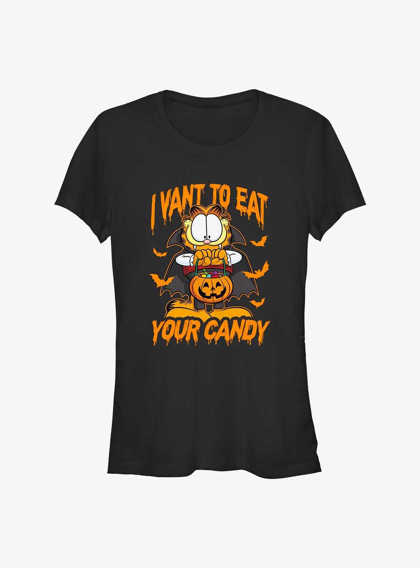 Garfield Dracula Cat Girls T-Shirt, BLACK, hi-res