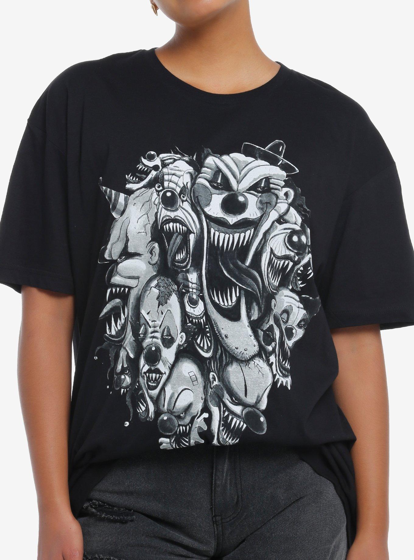 Scary Clowns Collage Boyfriend Fit Girls T-Shirt, MULTI, hi-res