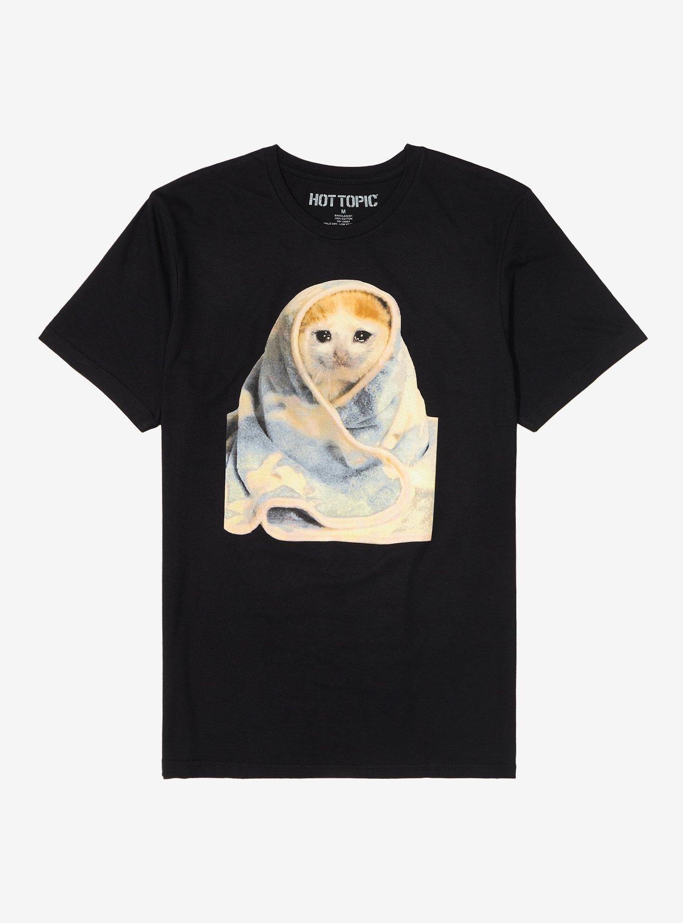 Crying Cat Blanket Boyfriend Fit Girls T-Shirt, MULTI, hi-res