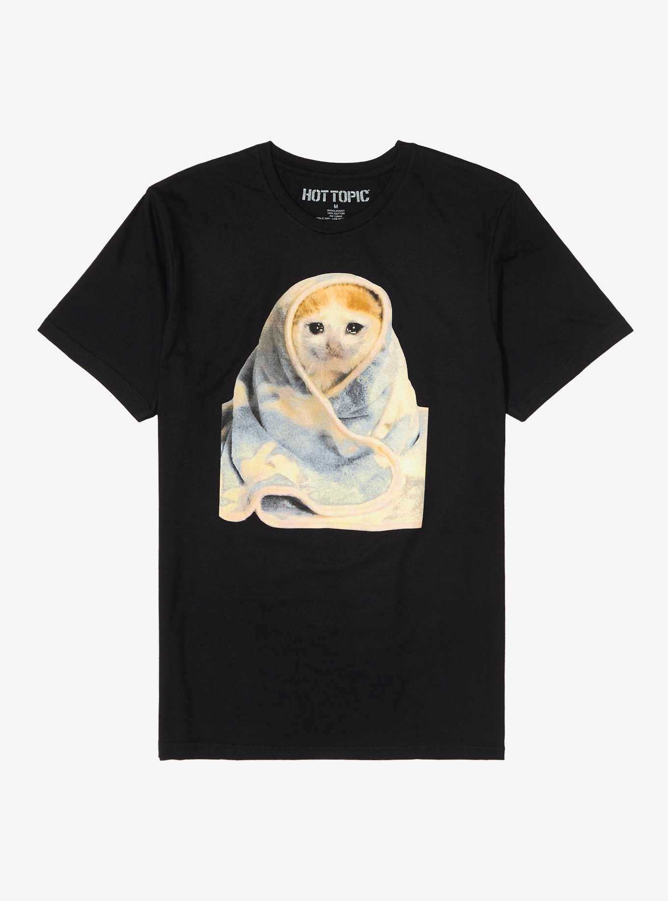 Crying Cat Blanket Boyfriend Fit Girls T-Shirt, , hi-res