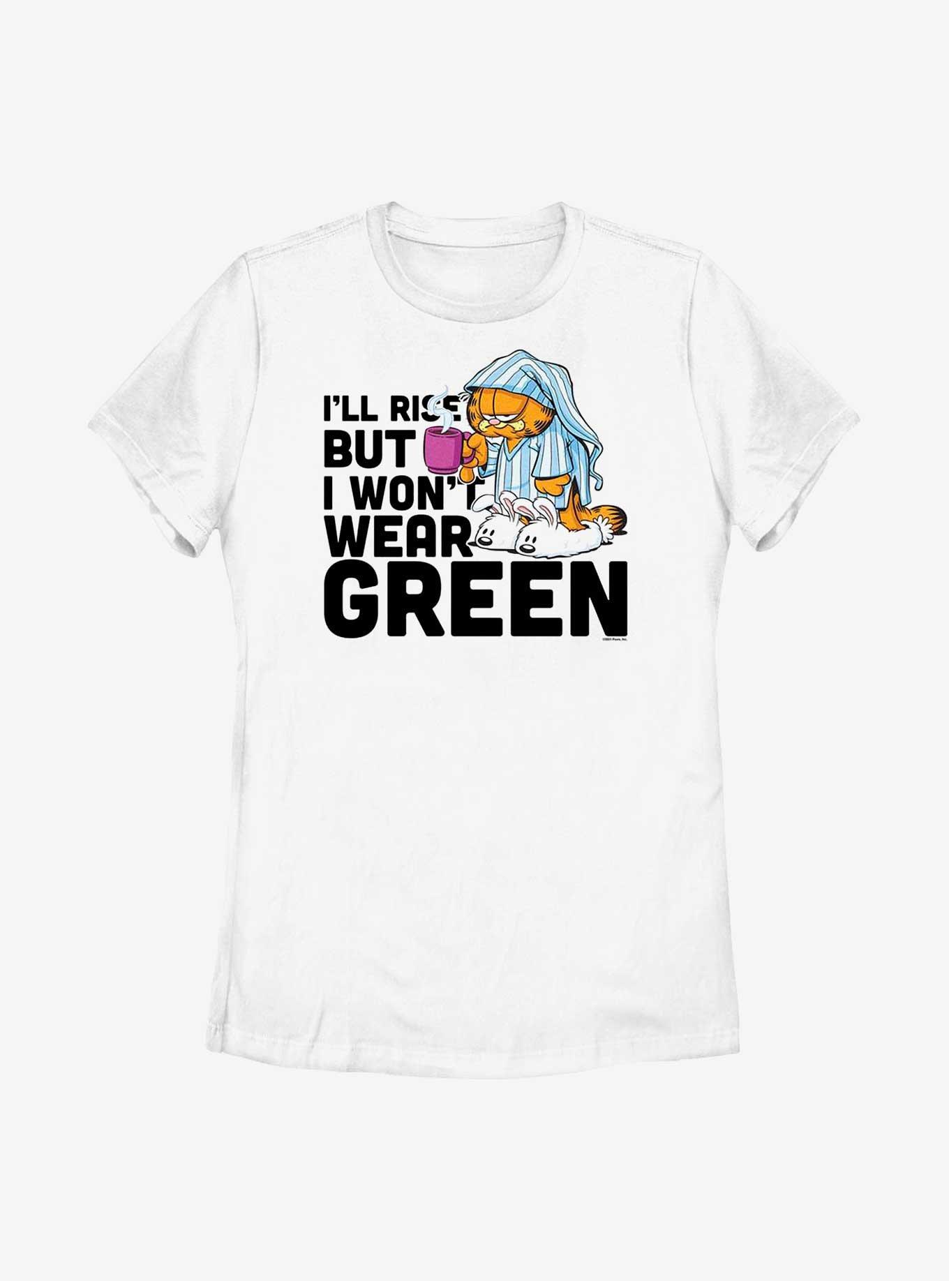 Garfield I'll Rise But I Won't Wear Green Women's T-Shirt, WHITE, hi-res