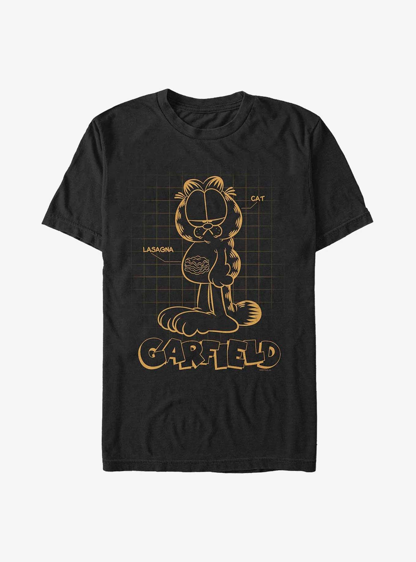 Garfield Cat Schematic T-Shirt, BLACK, hi-res