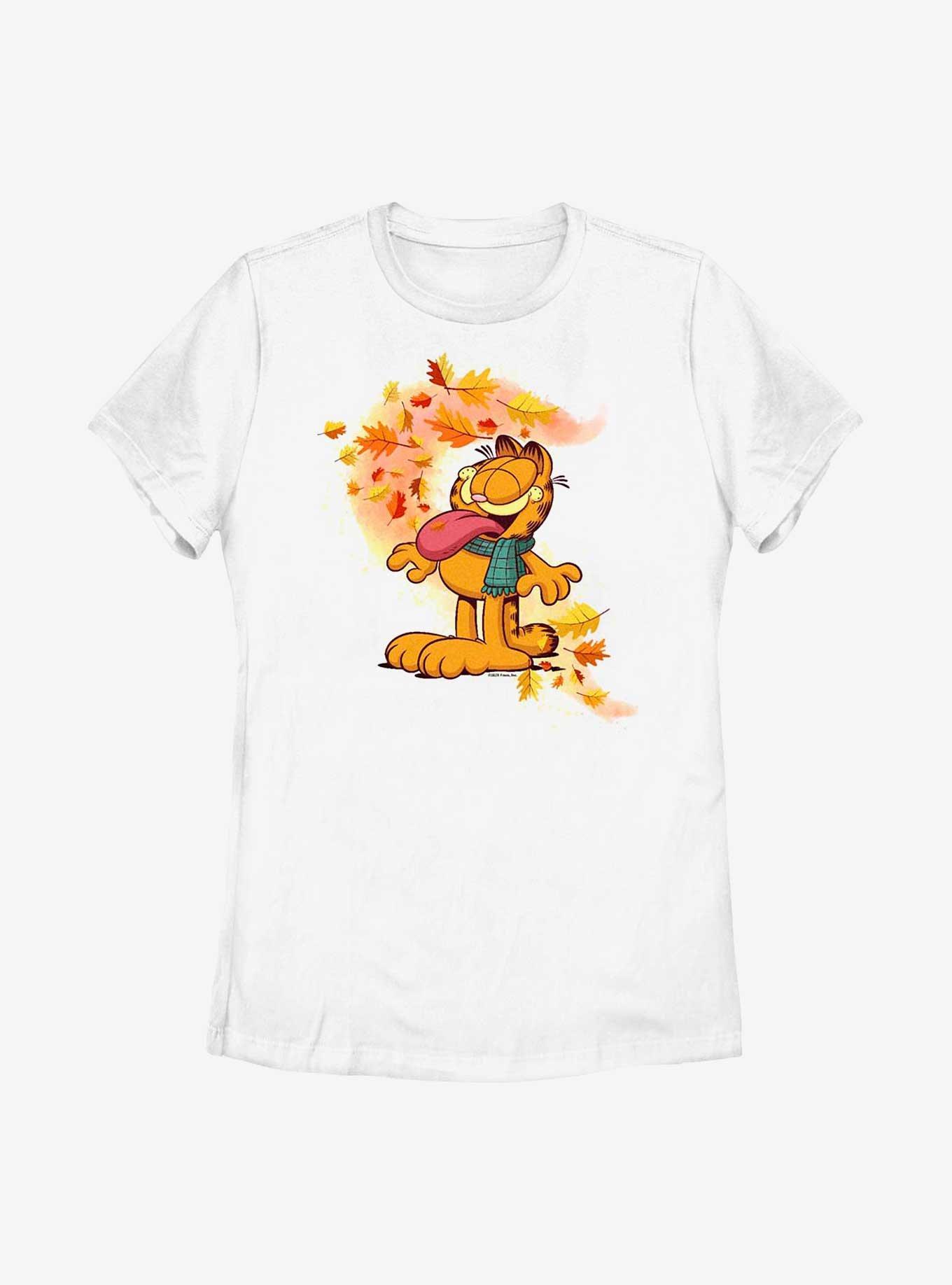 Garfield Autum Leaves Women's T-Shirt, WHITE, hi-res