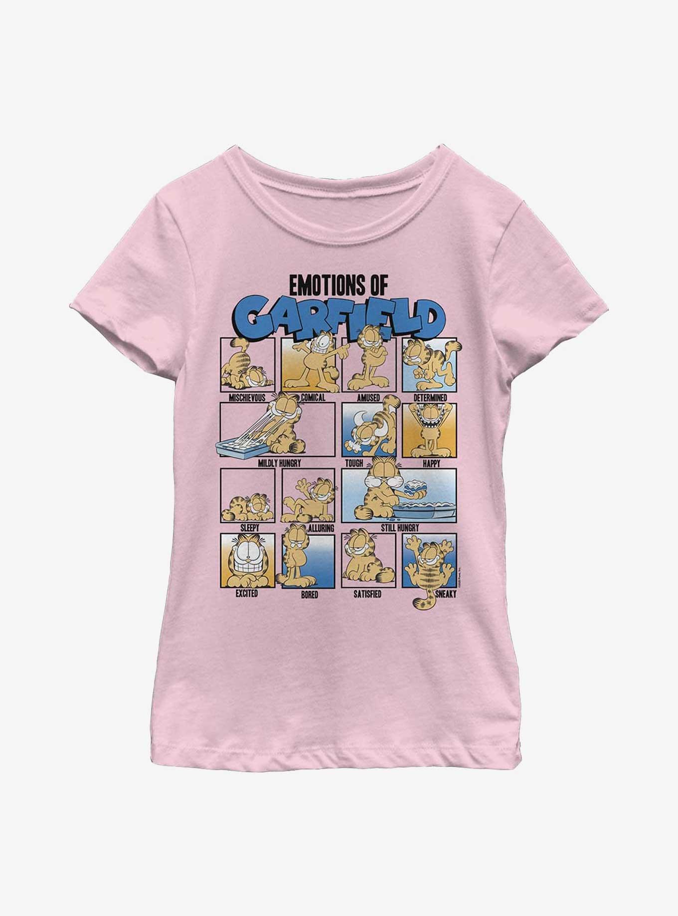 Garfield Emotions Of Garfield Youth Girl's T-Shirt, PINK, hi-res