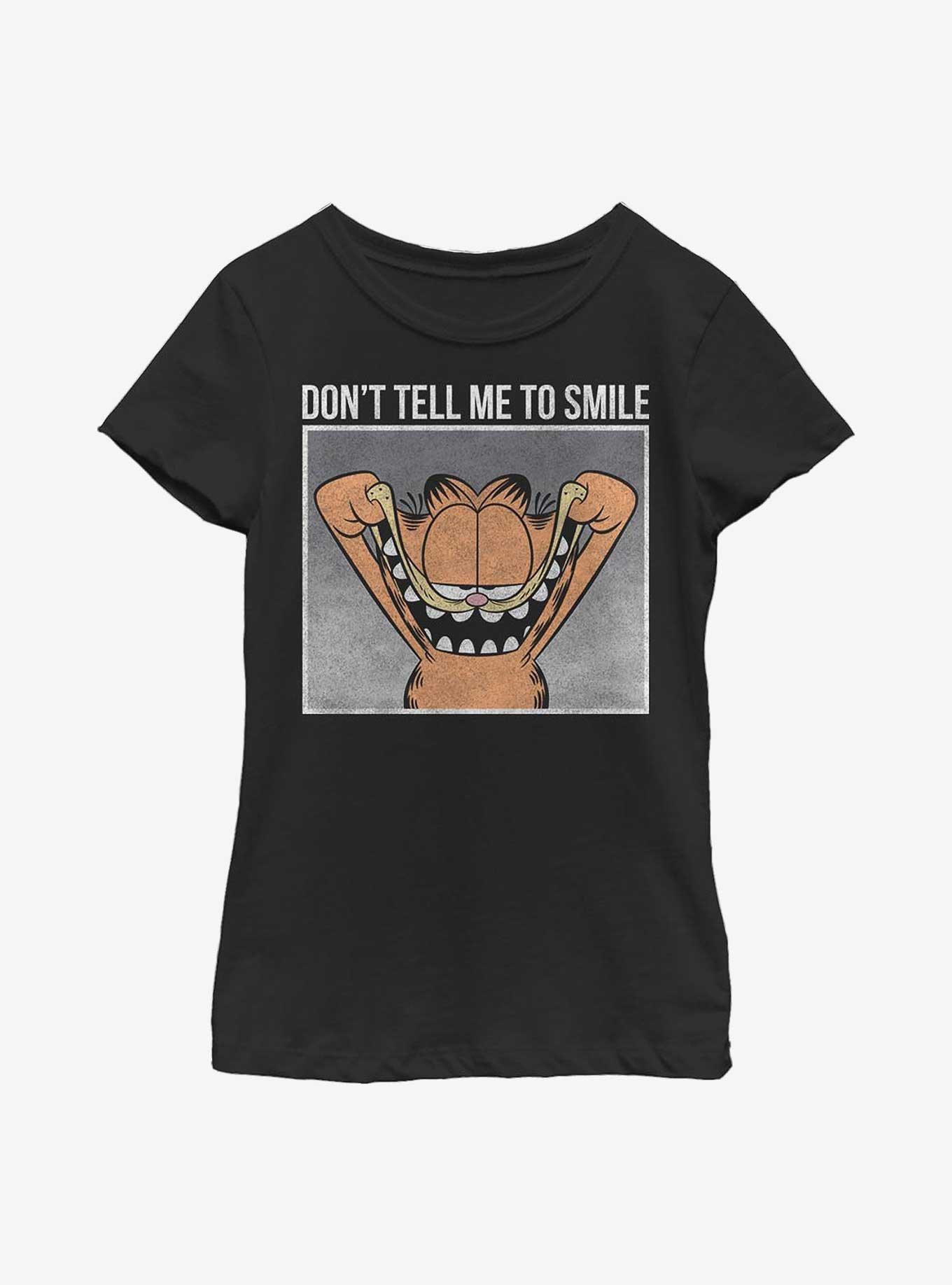 Garfield Don't Tell Me To Smile Youth Girl's T-Shirt, BLACK, hi-res