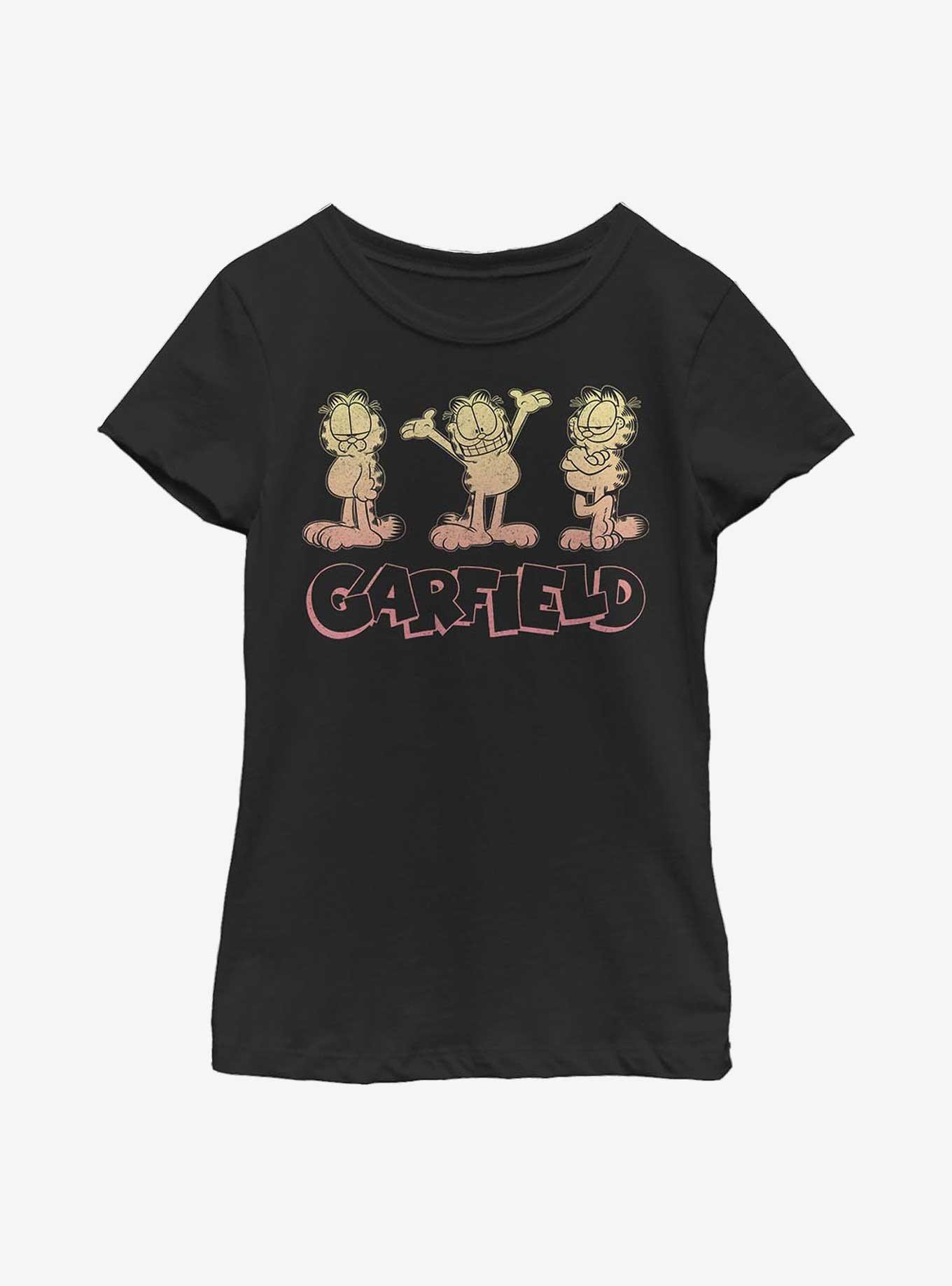Garfield Triple Garfs Youth Girl's T-Shirt, BLACK, hi-res
