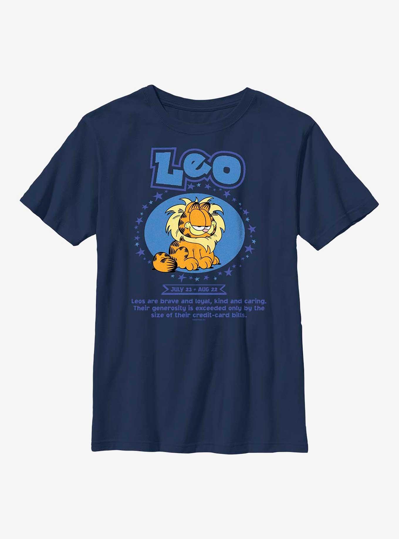 Garfield Leo Horoscope Youth T-Shirt, NAVY, hi-res