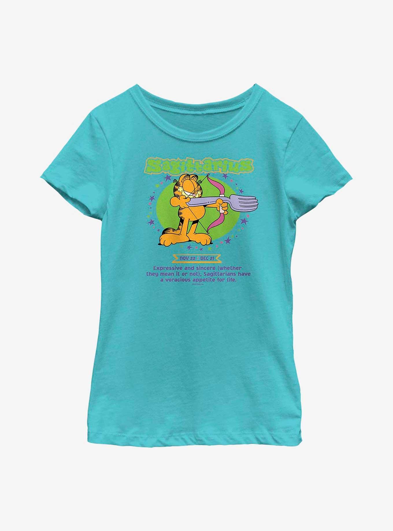 Garfield Sagittarius Horoscope Youth Girl's T-Shirt, TAHI BLUE, hi-res