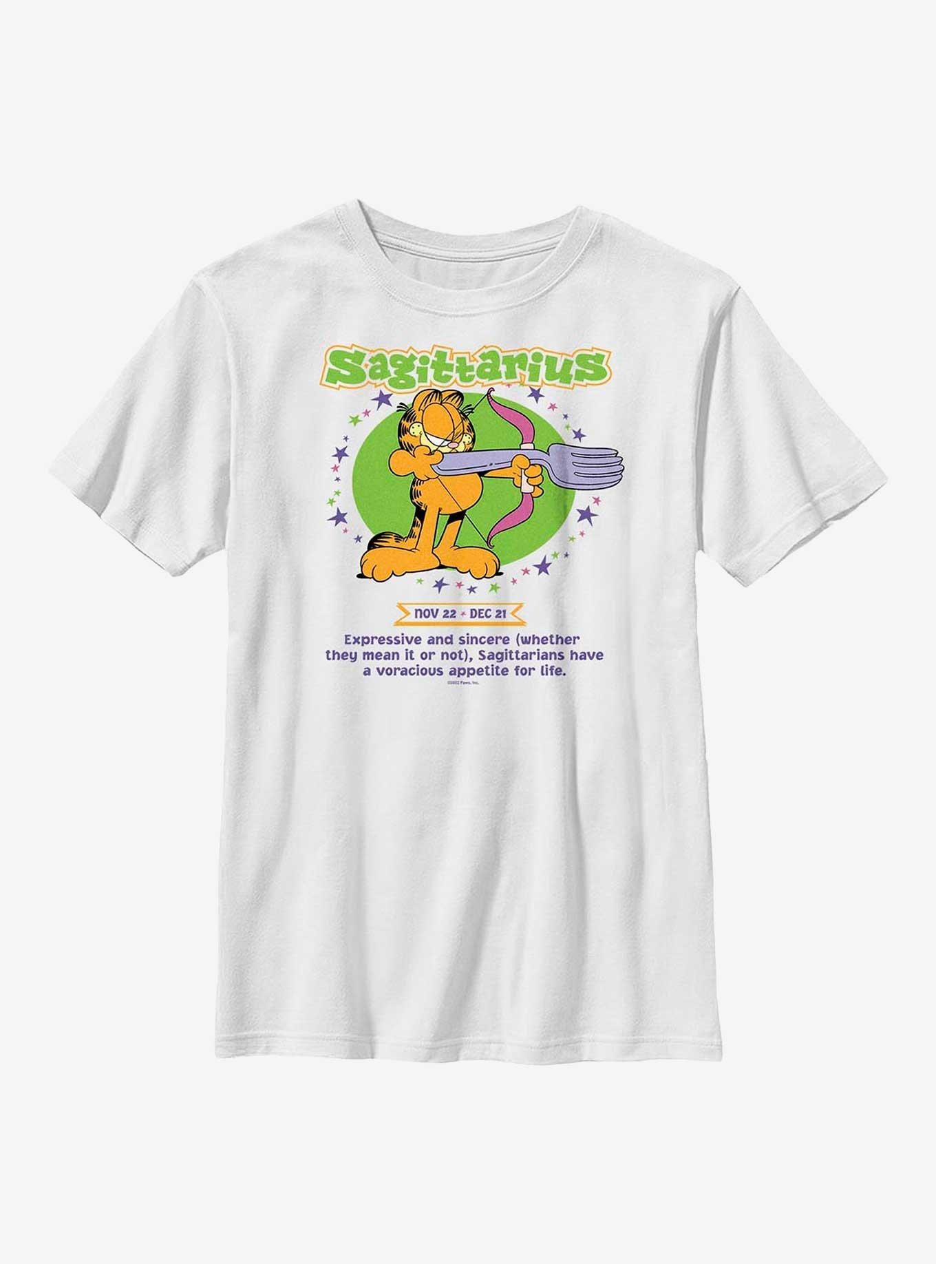 Garfield Sagittarius Horoscope Youth T-Shirt, WHITE, hi-res